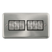 Scolmore DPSCBK-SMART6 - 2G Plate 2 x 3 Apertures Supplied With 6 x 10AX 2 Way Ingot Retractive Switch Modules - Satin Chrome - Black Deco Plus Scolmore - Sparks Warehouse