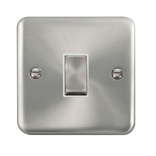 Scolmore DPSCWH-SMART1 - 1G Plate 1 Aperture Supplied With 1 x 10AX 2 Way Ingot Retractive Switch Module - Satin Chrome - White Deco Plus Scolmore - Sparks Warehouse