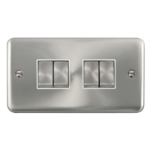 Scolmore DPSCWH-SMART4 - 2G Plate 2 x 2 Apertures Supplied With 4 x 10AX 2 Way Ingot Retractive Switch Modules - Satin Chrome - White Deco Plus Scolmore - Sparks Warehouse