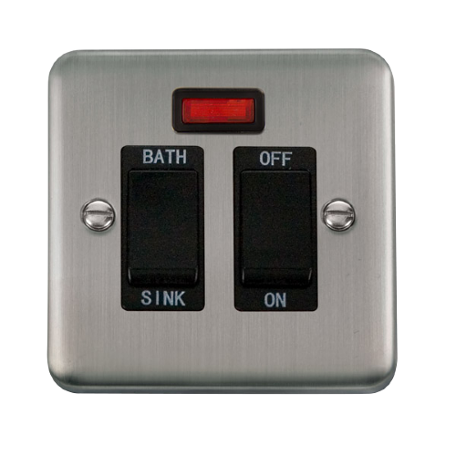 Scolmore DPSS024BK - 20A DP Sink/Bath Switch With Neon - Black Deco Plus Scolmore - Sparks Warehouse