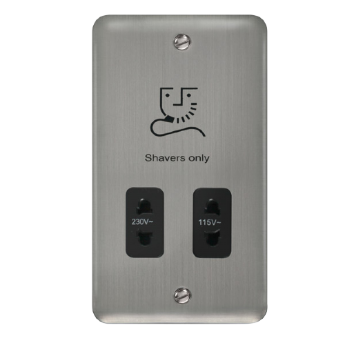 Scolmore DPSS100BK - Dual Voltage Shaver Socket Outlet - 115/230V - Black Deco Plus Scolmore - Sparks Warehouse