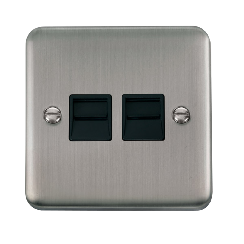 Scolmore DPSS126BK - Twin Telephone Outlet - Secondary - Black Deco Plus Scolmore - Sparks Warehouse