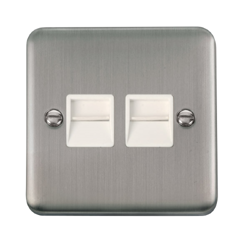 Scolmore DPSS126WH - Twin Telephone Outlet - Secondary - White Deco Plus Scolmore - Sparks Warehouse