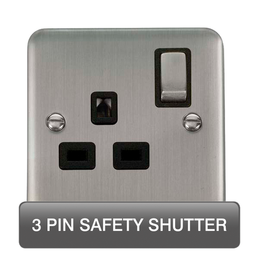 Scolmore DPSS1535BK Deco Plus Stainless Steel Dp 1g Sw Skt Ssbk  Scolmore - Sparks Warehouse