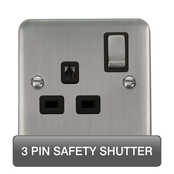 Scolmore DPSS1535BK Deco Plus Stainless Steel Dp 1g Sw Skt Ssbk  Scolmore - Sparks Warehouse