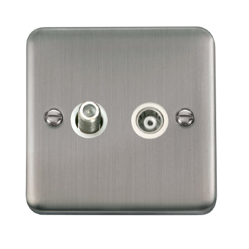 Scolmore DPSS157WH - Isolated Satellite & Coaxial Outlet - White Deco Plus Scolmore - Sparks Warehouse