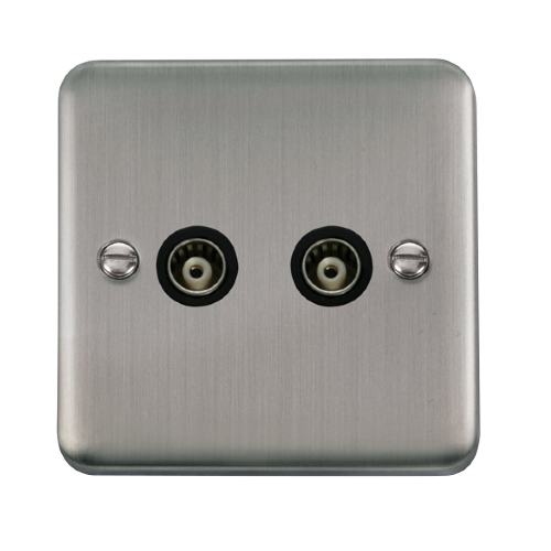 Scolmore DPSS159BK - Twin Isolated Coaxial Outlet - Black Deco Plus Scolmore - Sparks Warehouse