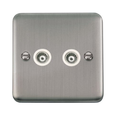 Scolmore DPSS159WH - Twin Isolated Coaxial Outlet - White Deco Plus Scolmore - Sparks Warehouse