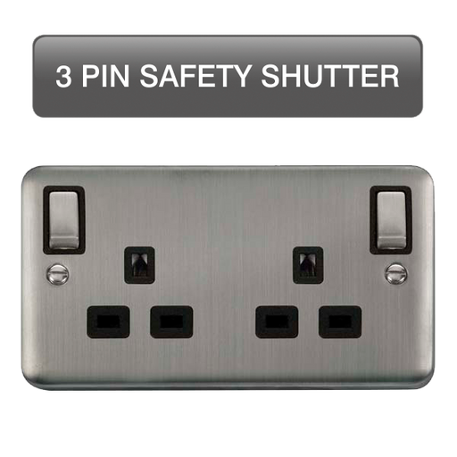 Scolmore DPSS1836BK Deco Plus Stainless Steel Dp 2g Ob Sw Skt Ssbk  Scolmore - Sparks Warehouse