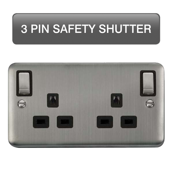 Scolmore DPSS1836BK Deco Plus Stainless Steel Dp 2g Ob Sw Skt Ssbk  Scolmore - Sparks Warehouse