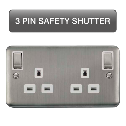 Scolmore DPSS1836WH Deco Plus Stainless Steel Dp 2g Ob Sw Skt Sswh  Scolmore - Sparks Warehouse