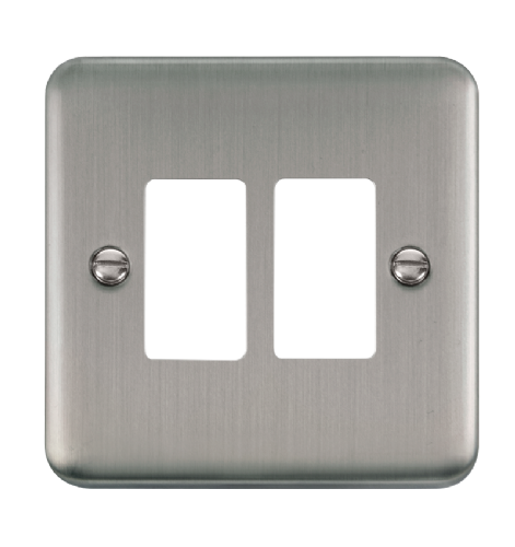 Scolmore DPSS20402 - 2 Gang GridPro® Frontplate - Stainless Steel GridPro Scolmore - Sparks Warehouse