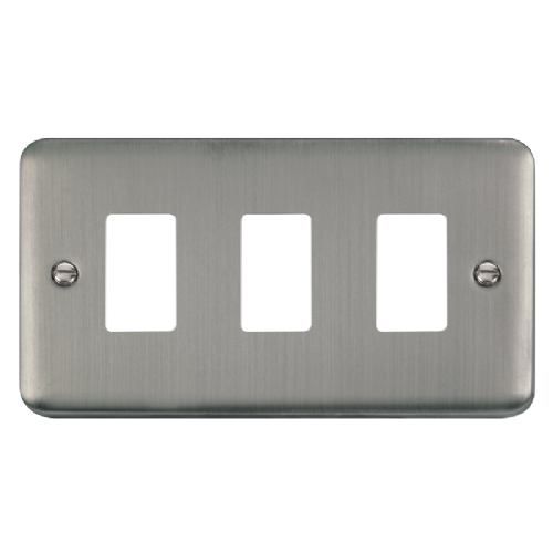 Scolmore DPSS20403 - 3 Gang GridPro® Frontplate - Stainless Steel GridPro Scolmore - Sparks Warehouse