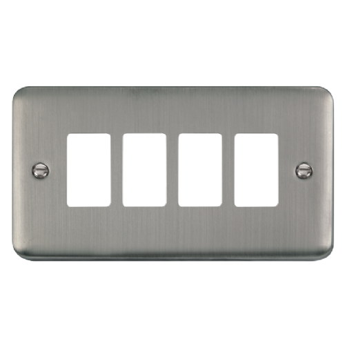 Scolmore DPSS20404 - 4 Gang GridPro® Frontplate - Stainless Steel GridPro Scolmore - Sparks Warehouse