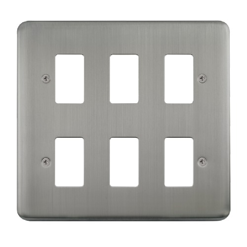 Scolmore DPSS20506 - 6 Gang GridPro® Frontplate - Stainless Steel GridPro Scolmore - Sparks Warehouse