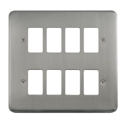 Scolmore DPSS20508 - 8 Gang GridPro® Frontplate - Stainless Steel GridPro Scolmore - Sparks Warehouse