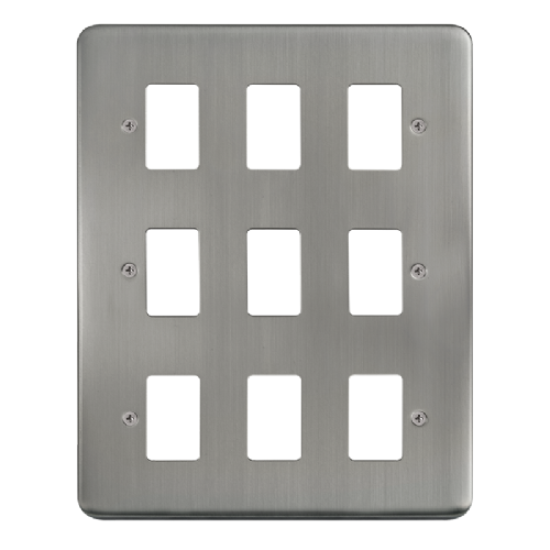 Scolmore DPSS20509 - 9 Gang GridPro® Frontplate - Stainless Steel GridPro Scolmore - Sparks Warehouse
