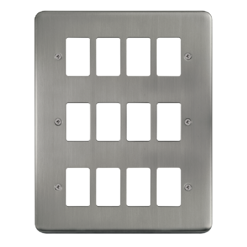 Scolmore DPSS20512 - 12 Gang GridPro® Frontplate - Stainless Steel GridPro Scolmore - Sparks Warehouse