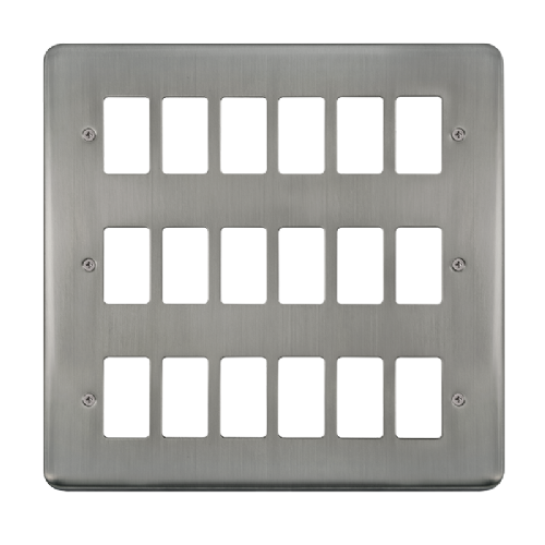 Scolmore DPSS20518 - 18 Gang GridPro® Frontplate - Stainless Steel GridPro Scolmore - Sparks Warehouse