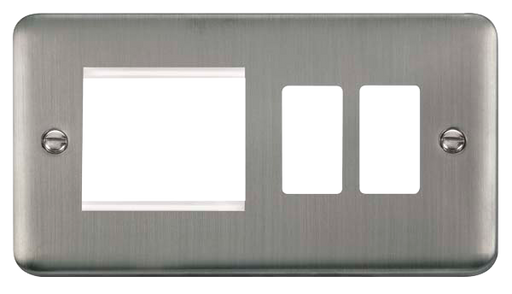 Scolmore DPSS31102 Gridpro Deco Plus - Frontplates - Stainless Steel Dpss 2+2 Combi Plate  Scolmore - Sparks Warehouse