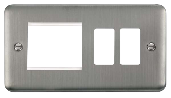 Scolmore DPSS31102 Gridpro Deco Plus - Frontplates - Stainless Steel Dpss 2+2 Combi Plate  Scolmore - Sparks Warehouse