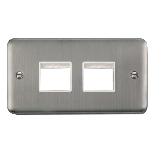 Scolmore DPSS404WH - 2 Gang Plate - 2 x 2 Apertures - White Deco Plus Scolmore - Sparks Warehouse