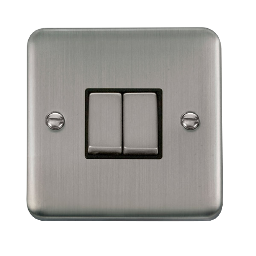 Scolmore DPSS412BK - 10AX Ingot 2 Gang 2 Way Plate Switch - Black Deco Plus Scolmore - Sparks Warehouse