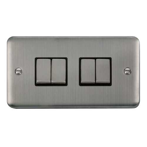 Scolmore DPSS414BK - 10AX Ingot 4 Gang 2 Way Plate Switch - Black Deco Plus Scolmore - Sparks Warehouse