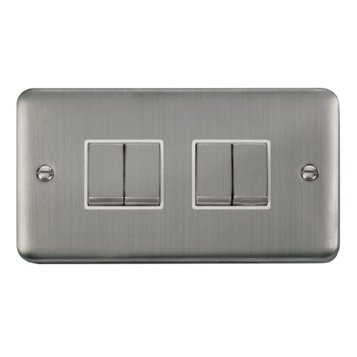 Scolmore DPSS414WH - 10AX Ingot 4 Gang 2 Way Plate Switch - White Deco Plus Scolmore - Sparks Warehouse