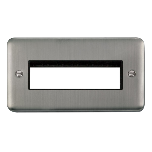 Scolmore DPSS426BK - 2 Gang Plate - 6 In-Line Apertures - Black Deco Plus Scolmore - Sparks Warehouse