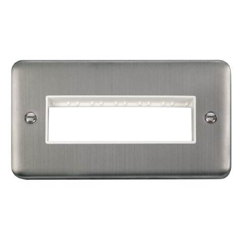 Scolmore DPSS426WH - 2 Gang Plate - 6 In-Line Apertures - White Deco Plus Scolmore - Sparks Warehouse