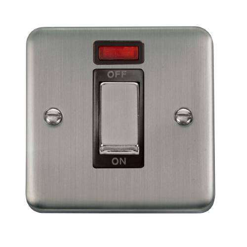 Scolmore DPSS501BK - 45A Ingot 1 Gang DP Switch With Neon - Black Deco Plus Scolmore - Sparks Warehouse