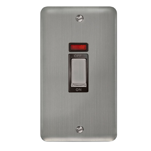 Scolmore DPSS503BK - 45A Ingot 2 Gang DP Switch With Neon - Black Deco Plus Scolmore - Sparks Warehouse