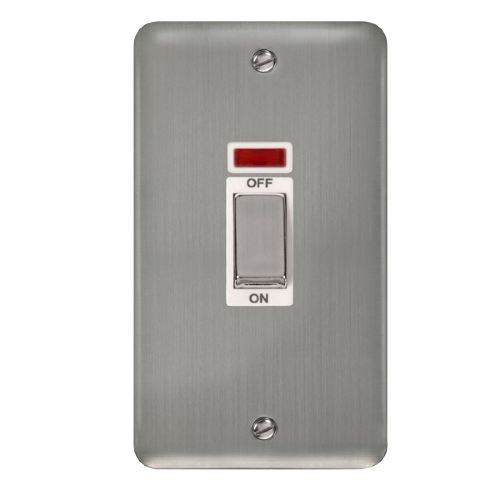 Scolmore DPSS503WH - 45A Ingot 2 Gang DP Switch With Neon - White Deco Plus Scolmore - Sparks Warehouse
