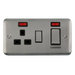 Scolmore DPSS505BK - 45A Ingot 2 Gang DP Switch With 13A DP Switched Socket + Neons - Black Deco Plus Scolmore - Sparks Warehouse