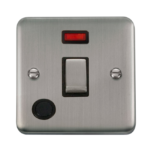 Scolmore DPSS523BK - 20A Ingot 1 Gang DP Switch With Flex Outlet + Neon - Black Deco Plus Scolmore - Sparks Warehouse