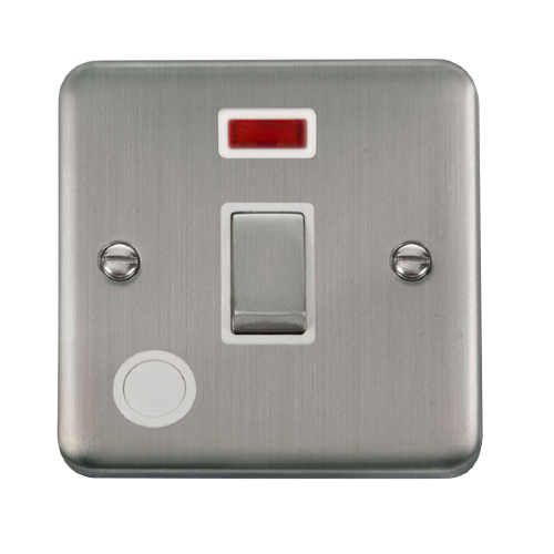 Scolmore DPSS523WH - 20A Ingot 1 Gang DP Switch With Flex Outlet + Neon - White Deco Plus Scolmore - Sparks Warehouse