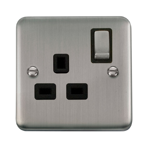 Scolmore DPSS535BK - 13A Ingot 1 Gang DP Switched Socket - Black Deco Plus Scolmore - Sparks Warehouse
