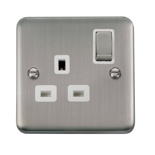 Scolmore DPSS535WH - 13A Ingot 1 Gang DP Switched Socket - White Deco Plus Scolmore - Sparks Warehouse