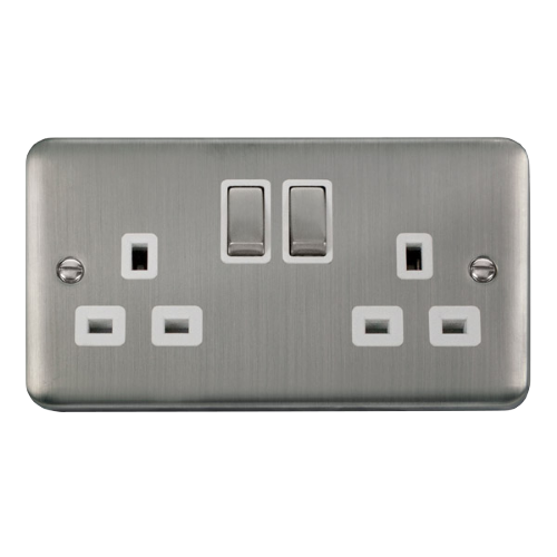 Scolmore DPSS536WH - 13A Ingot 2 Gang DP Switched Socket - White Deco Plus Scolmore - Sparks Warehouse