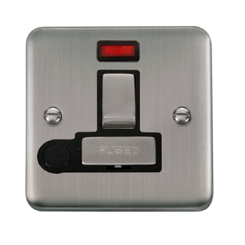 Scolmore DPSS552BK - 13A Ingot DP Switched Fused Connection Unit With Flex Outlet + Neon - Black Deco Plus Scolmore - Sparks Warehouse