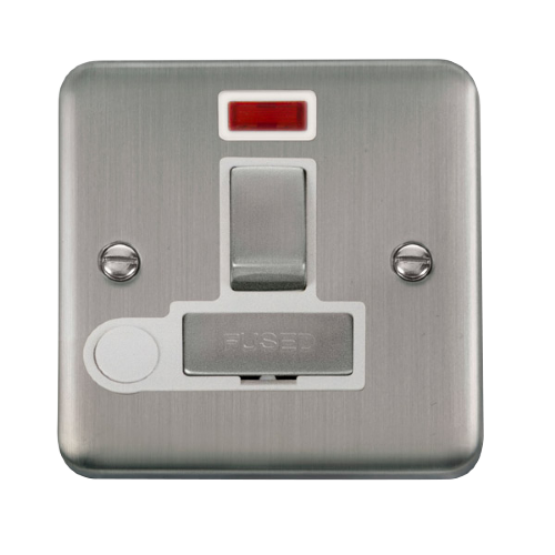 Scolmore DPSS552WH - 13A Ingot DP Switched Fused Connection Unit With Flex Outlet + Neon - White Deco Plus Scolmore - Sparks Warehouse