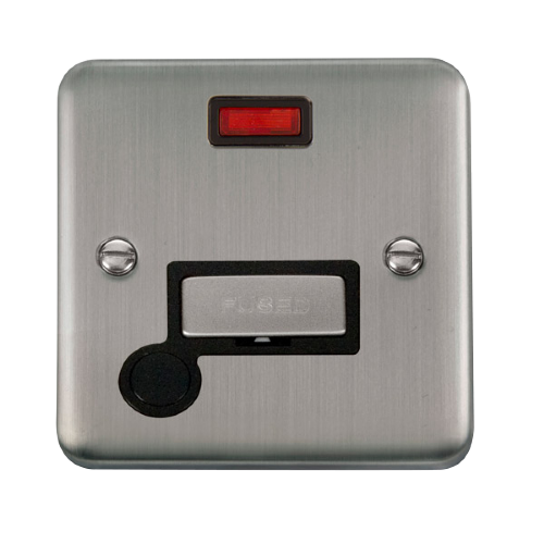 Scolmore DPSS553BK - 13A Ingot Fused Connection Unit With Flex Outlet + Neon - Black Deco Plus Scolmore - Sparks Warehouse