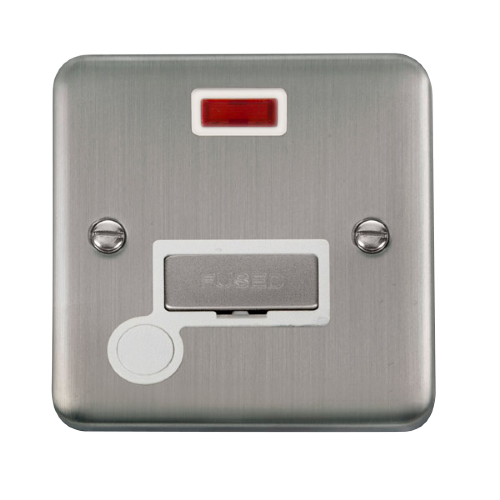 Scolmore DPSS553WH - 13A Ingot Fused Connection Unit With Flex Outlet + Neon - White Deco Plus Scolmore - Sparks Warehouse