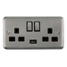 Scolmore DPSS570BK - 13A Ingot 2 Gang Switched Socket With 2.1A USB Outlet (Twin Earth) - Black Deco Plus Scolmore - Sparks Warehouse