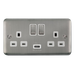 Scolmore DPSS570WH - 13A Ingot 2 Gang Switched Socket With 2.1A USB Outlet (Twin Earth) - White Deco Plus Scolmore - Sparks Warehouse