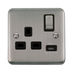 Scolmore DPSS571BK - 13A Ingot 1 Gang Switched Socket With 2.1A USB Outlet - Black Deco Plus Scolmore - Sparks Warehouse