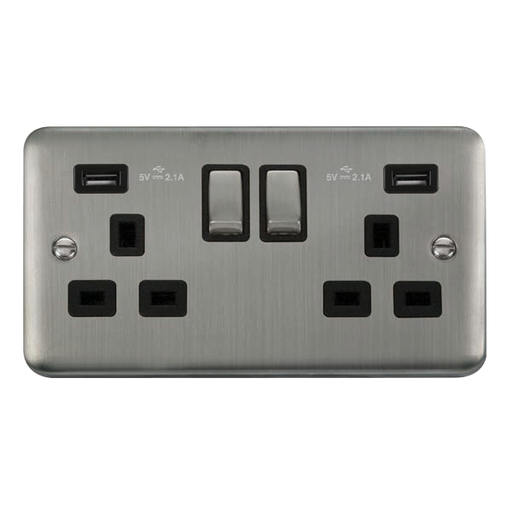 Scolmore DPSS580BK Deco Plus Stainless Steel 2g Skt Usb 4.2a Dp  Scolmore - Sparks Warehouse