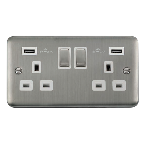 Scolmore DPSS580WH Deco Plus Stainless Steel 2g Skt Usb 4.2a Dp  Scolmore - Sparks Warehouse