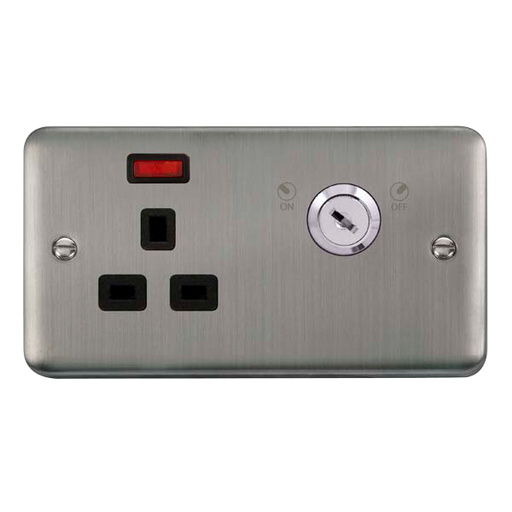 Scolmore DPSS655BK Deco Plus Stainless Steel 13a 1g Dp Lockable Skt Neon Deco+ Ss Bk  Scolmore - Sparks Warehouse